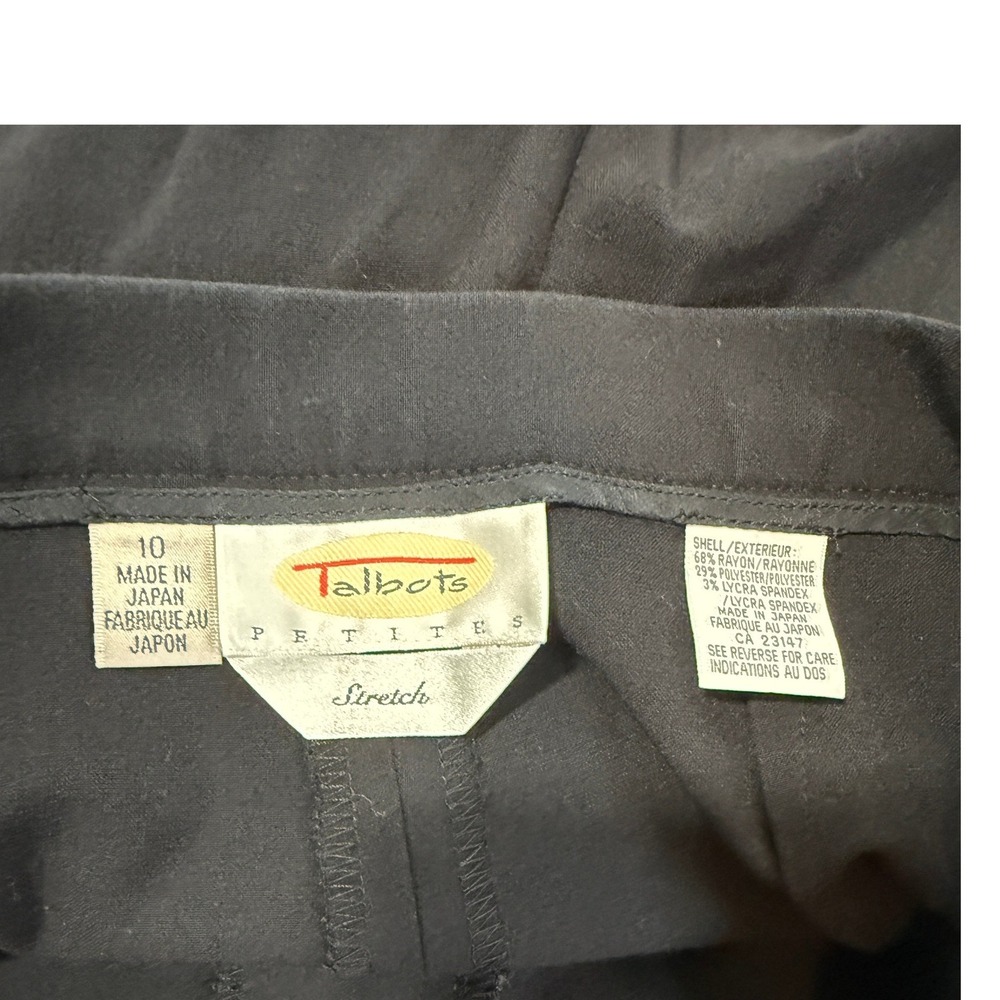 VTG Talbots Black High Waisted Trousers Tailored Straight Leg Sz 10 Petite - Picture 9 of 10